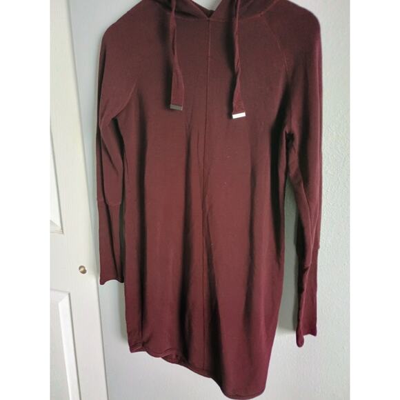 Athleta Solitude Hoodie Sweatshirt Dress deep maroon burgundy cozy relaxed - Picture 2 of 11